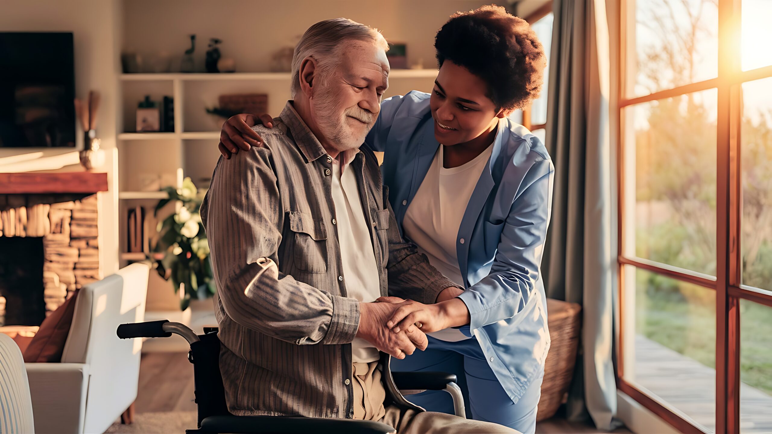 mature-female-caregiver-helping-senior-man-wearing-shoe